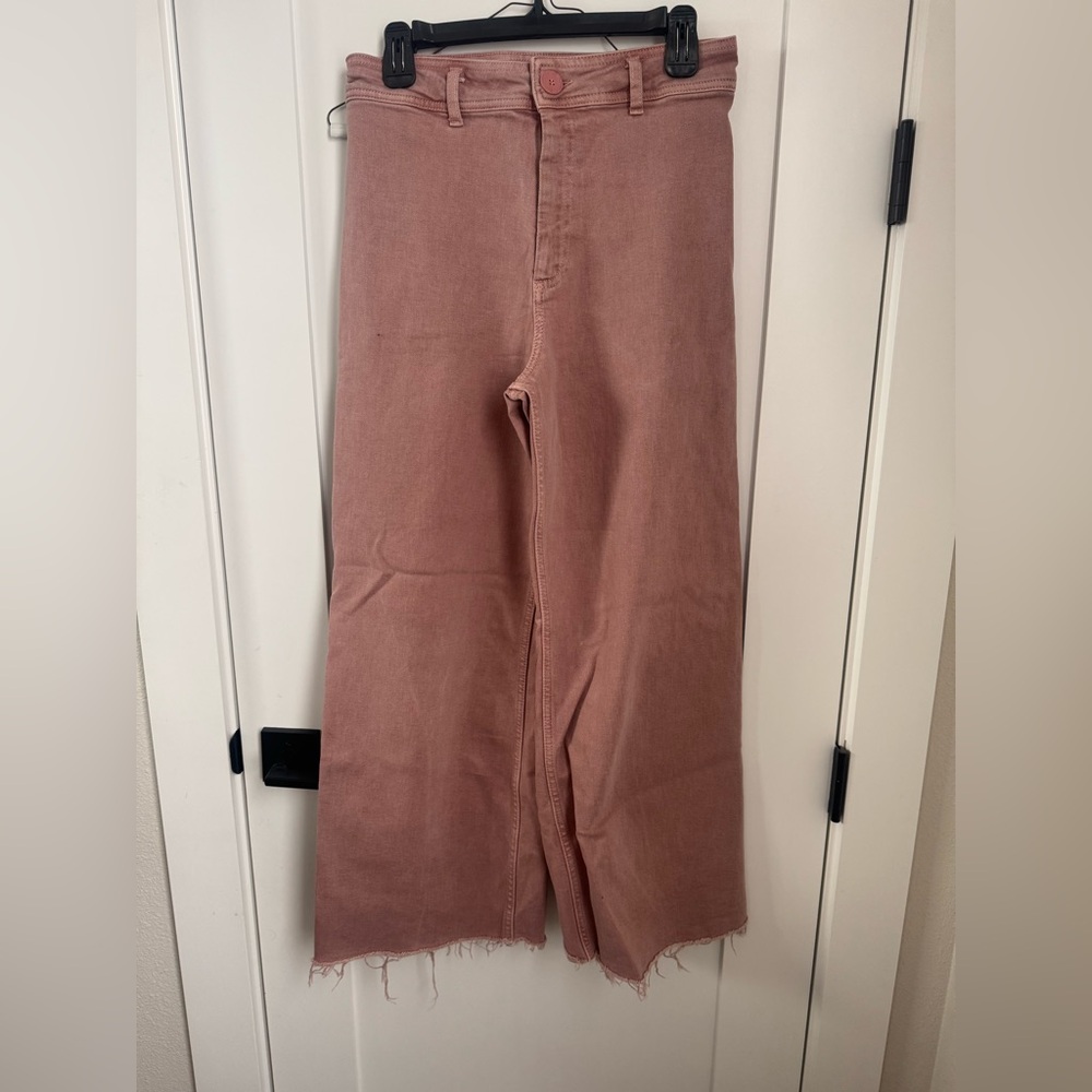 Zara Marine Straight Stylish Pink/Rose Wide-Leg Pants - Picture 2 of 5
